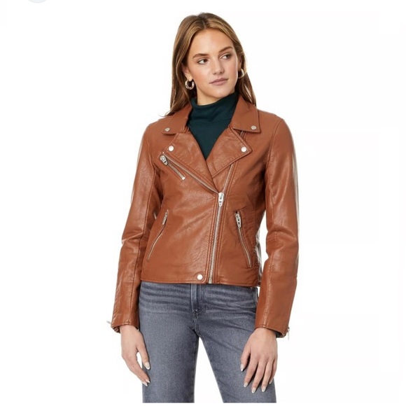 Blank NYC Jackets & Blazers - NWOT Blank NYC Tan Leather Jacket with Silver Accents Women’s Size Large